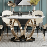 Trueliving Golden Cream Luxurious Dinning Table H 30 x W 45 x D 35; Chair : H 34 x W 18 x D 18(18